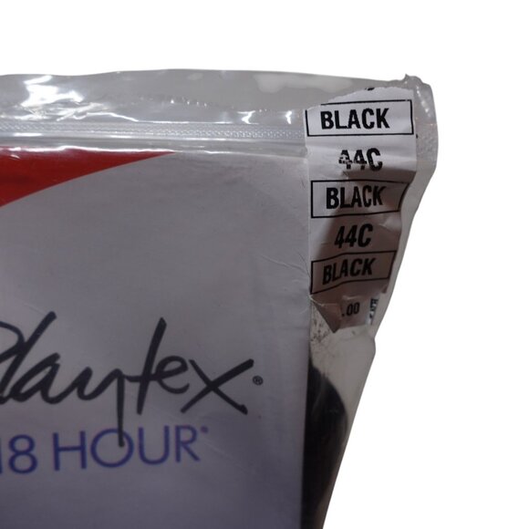 Playtex 18 Hour Ultimate Shoulder Comfort Wireless Bra Sz 44C Black Jacquard - Picture 6 of 9